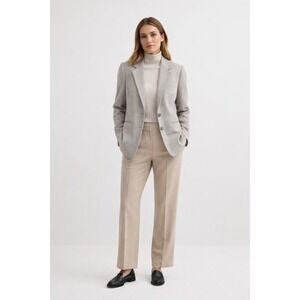 Wool Blend Blazer Gray Houndstooth Womens Size 12 Preppy Light Academia Office